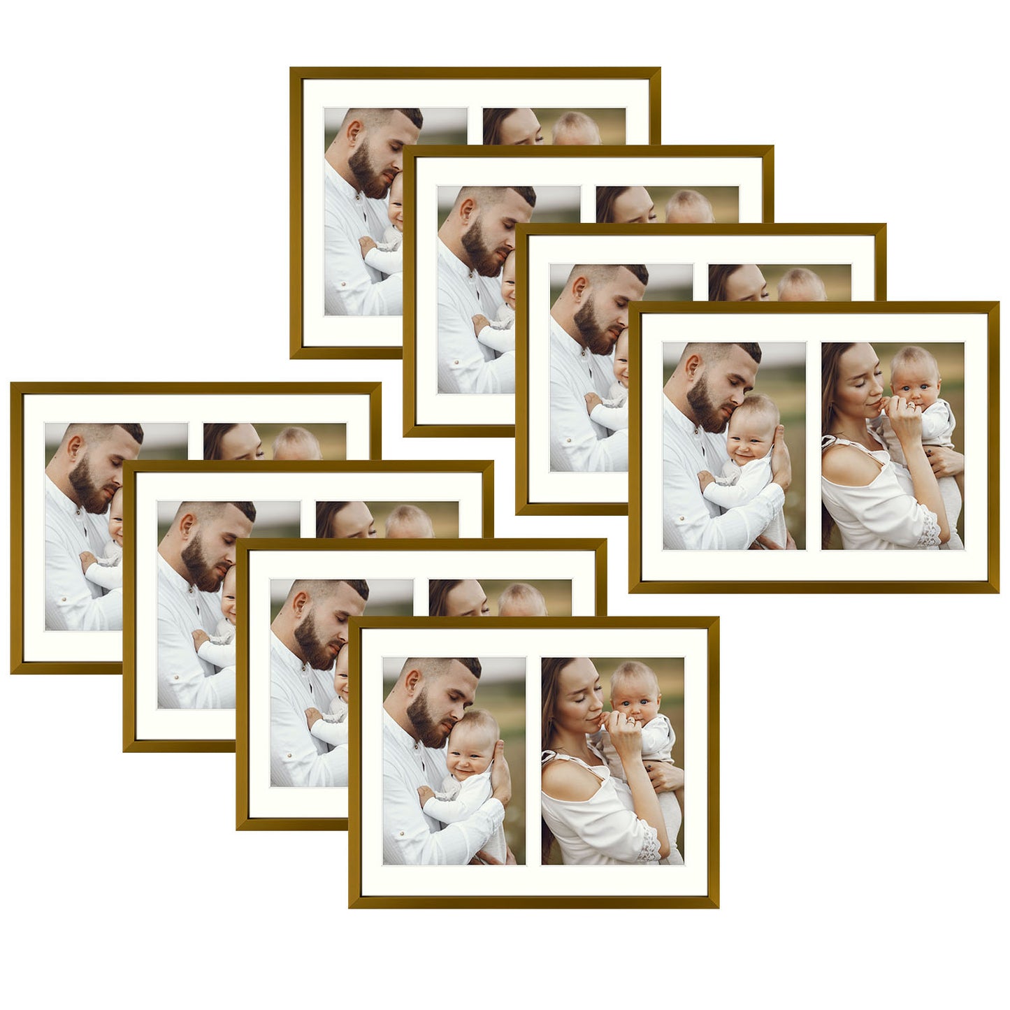 8.5x11 Aluminum Collage Picture Frame for Two 5x7 Photos (8 Pcs per Box) Bronze