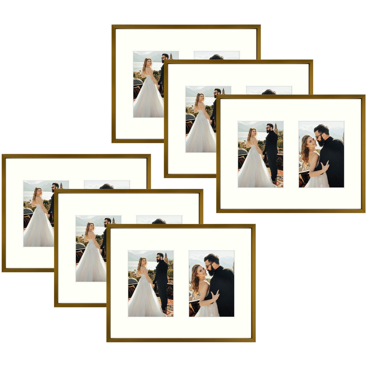 11x14 Aluminum Collage Picture Frame for Two 5x7 Photos (6 Pcs per Box) Bronze