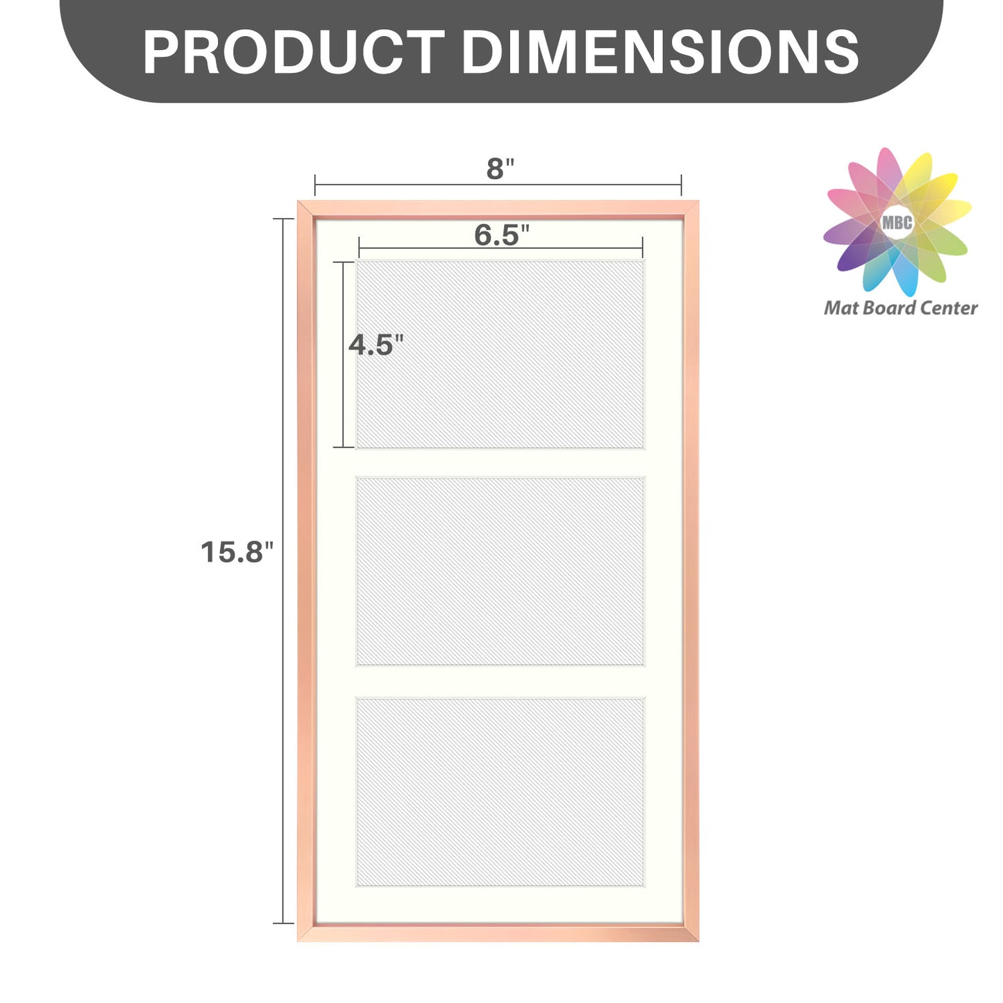 8.5x16.3 Aluminum Collage Picture Frame for Three 5x7 Photos