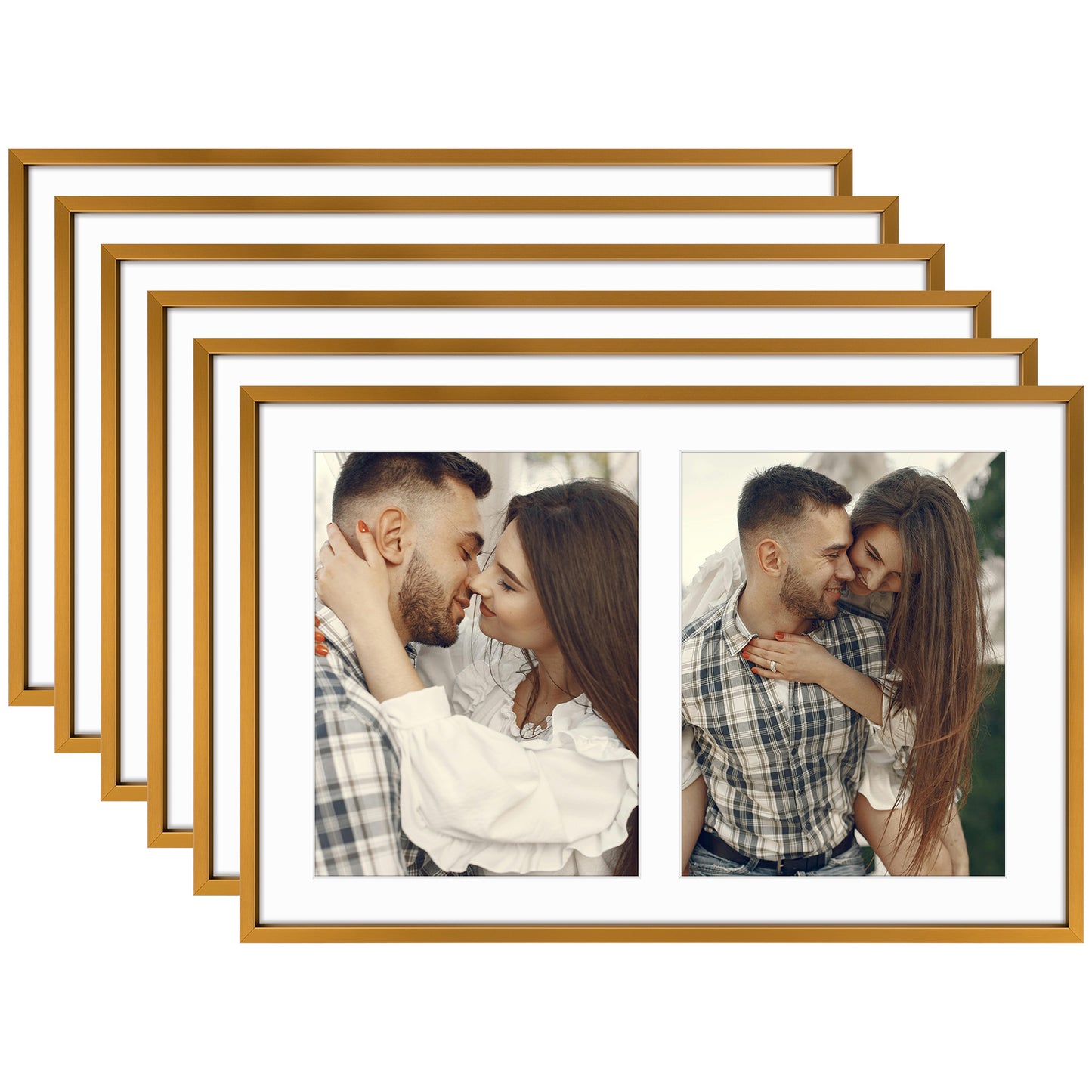 Clearance 12x19 Aluminum Collage Picture Frame for Two 8x10 Photos (6 Pcs per Box) Bronze