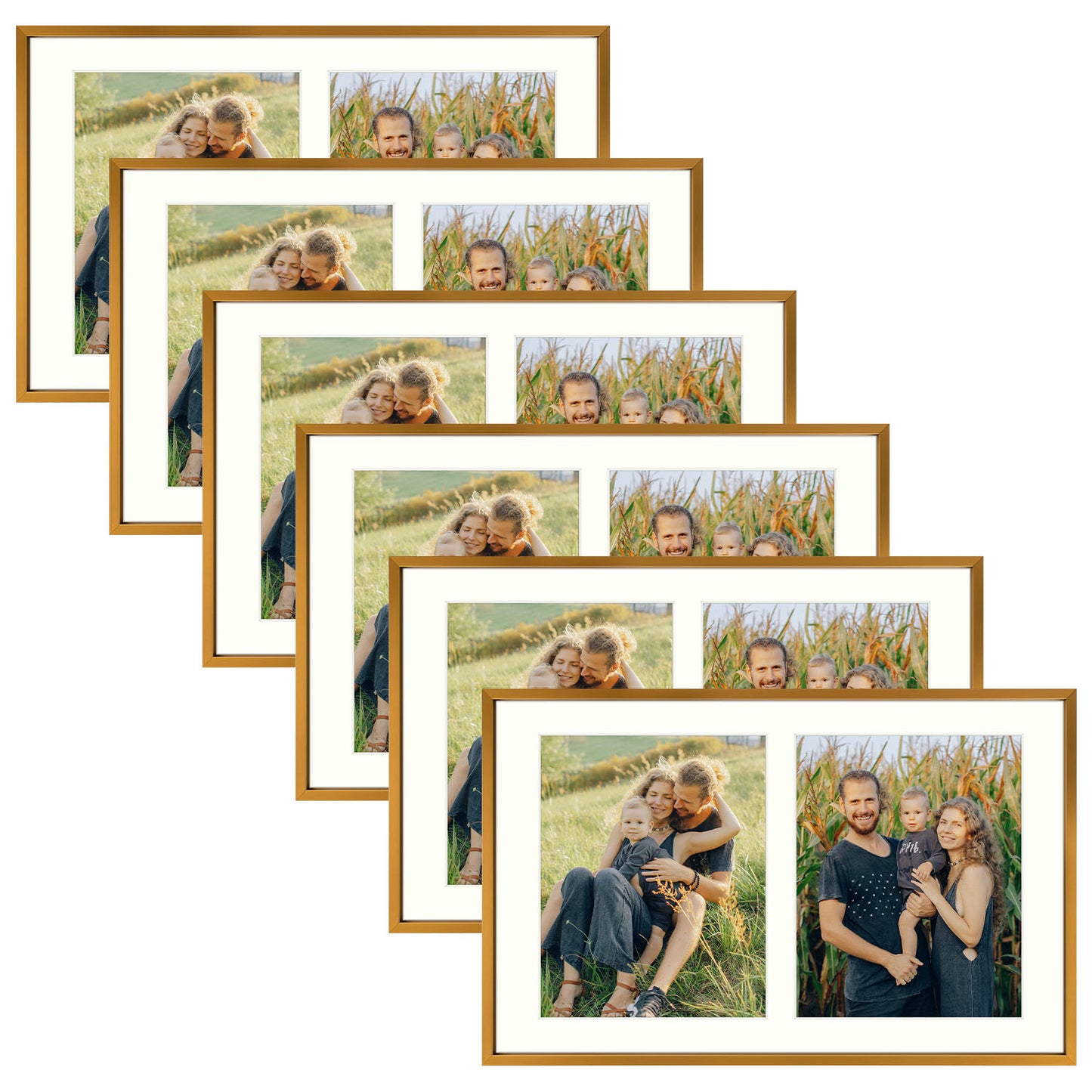 12x19 Aluminum Collage Picture Frame for Two 8x10 Photos (6 Pcs per Box) Bronze