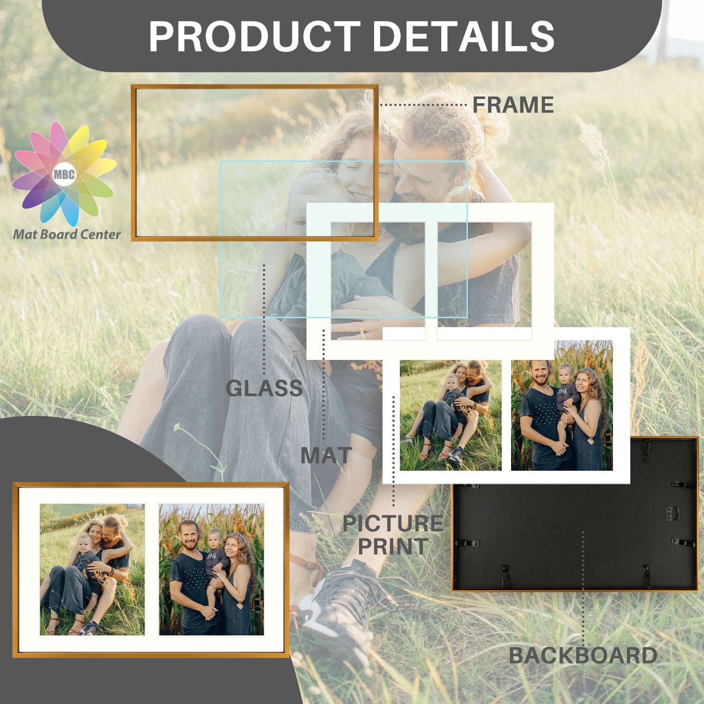 12x19 Aluminum Collage Picture Frame for Two 8x10 Photos (6 Pcs per Box)