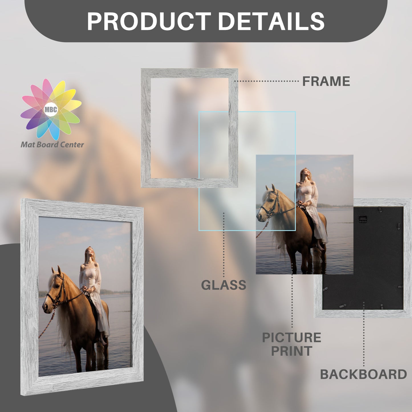 Clearance, Pack of 10, 11X14 Picture Frames with Real Glass Grey