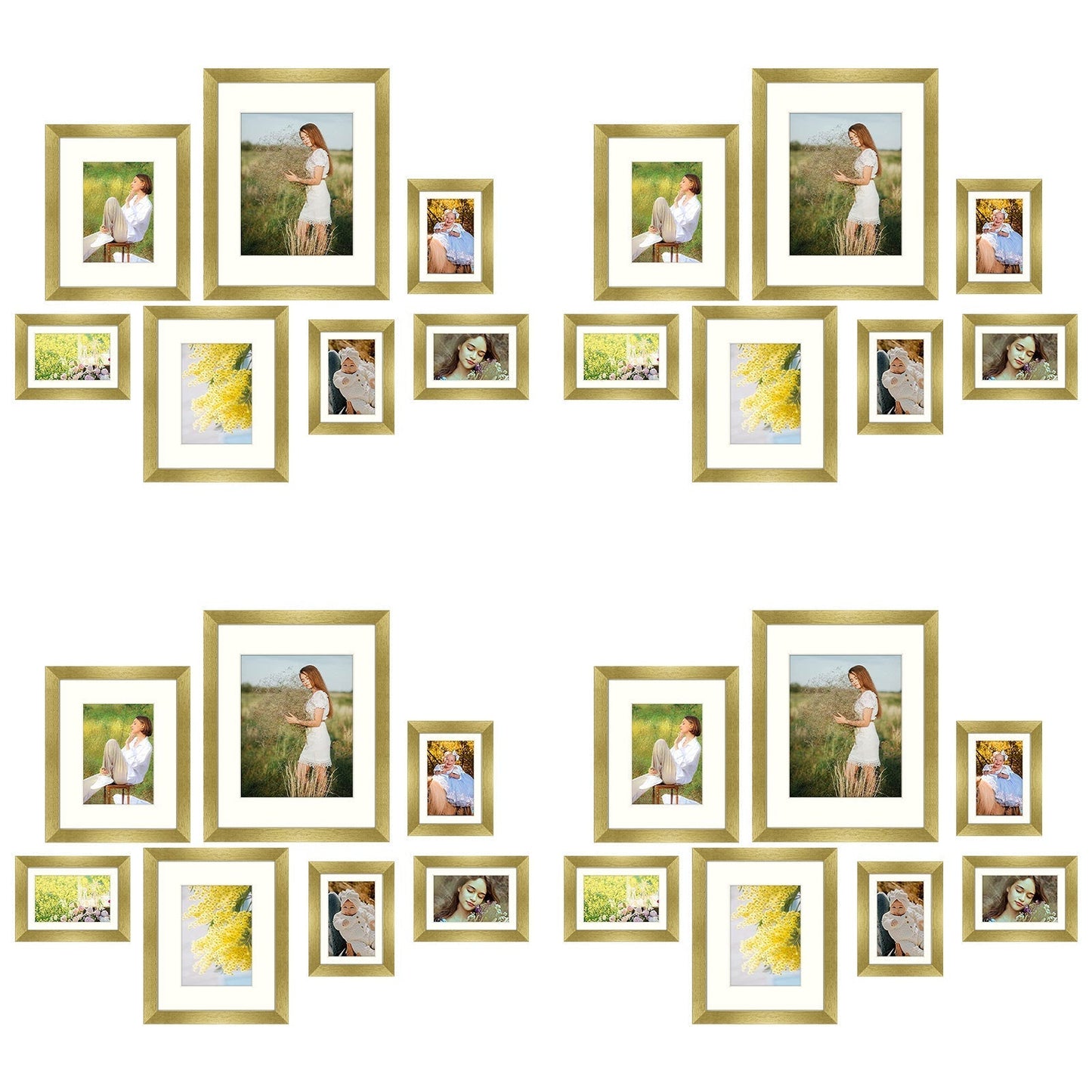 Clearance Gallery Picture Frame Four 11x14, Eight 8x10, Sixteen 5x7 Frame (28 Pcs Per Box) Gold