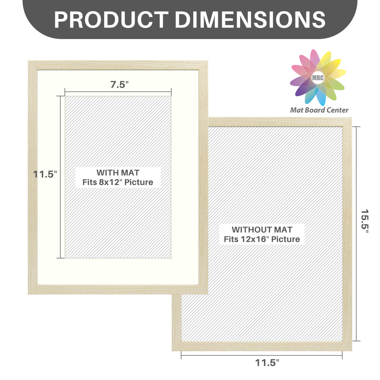 Clearance, Pack of 8, 12x16 Beige Picture Frame for 8x12 Photo with Ivory Mat and Real Glass