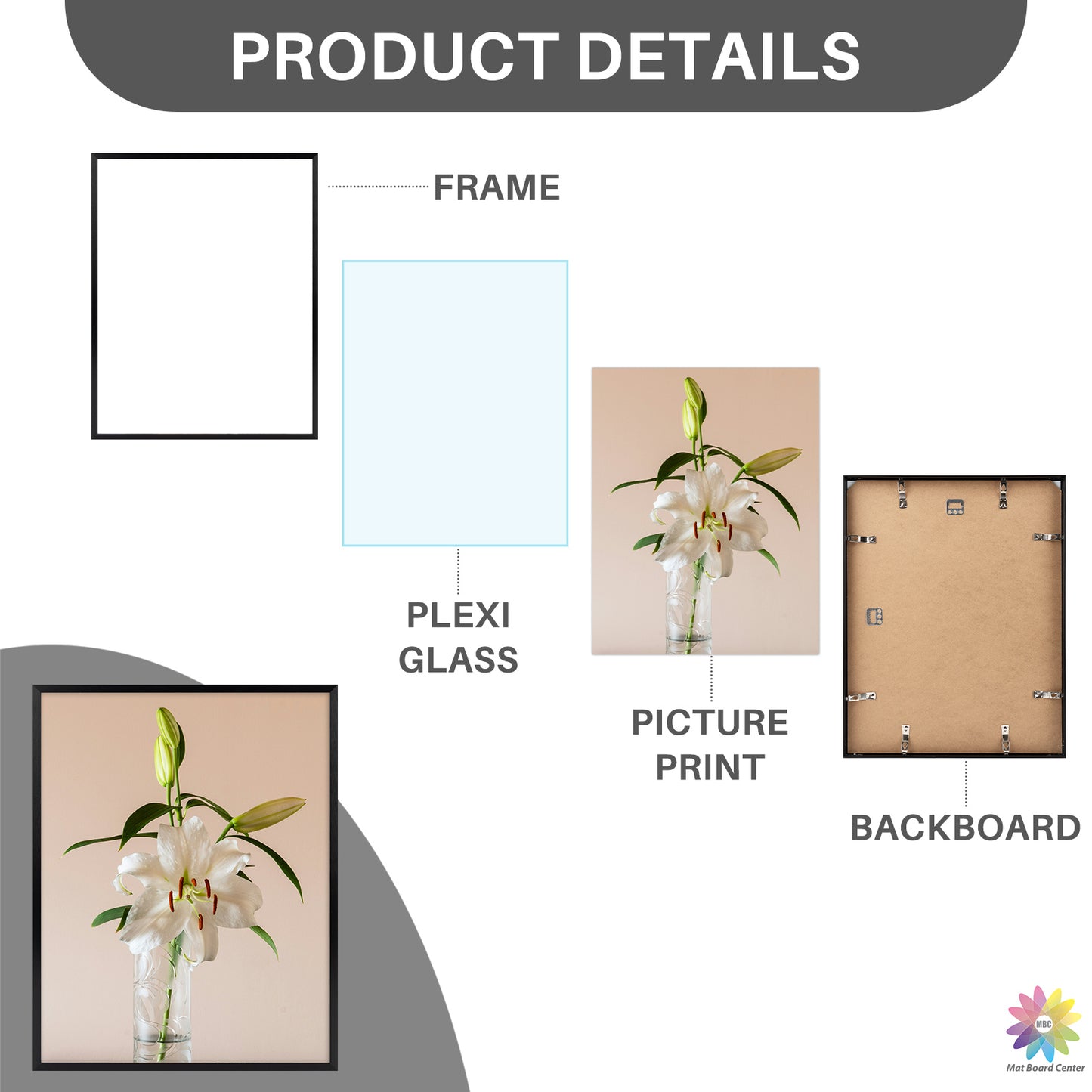 Clearance 14x18 Aluminum Picture Frame with Plexiglass (6 Pcs Per Box)