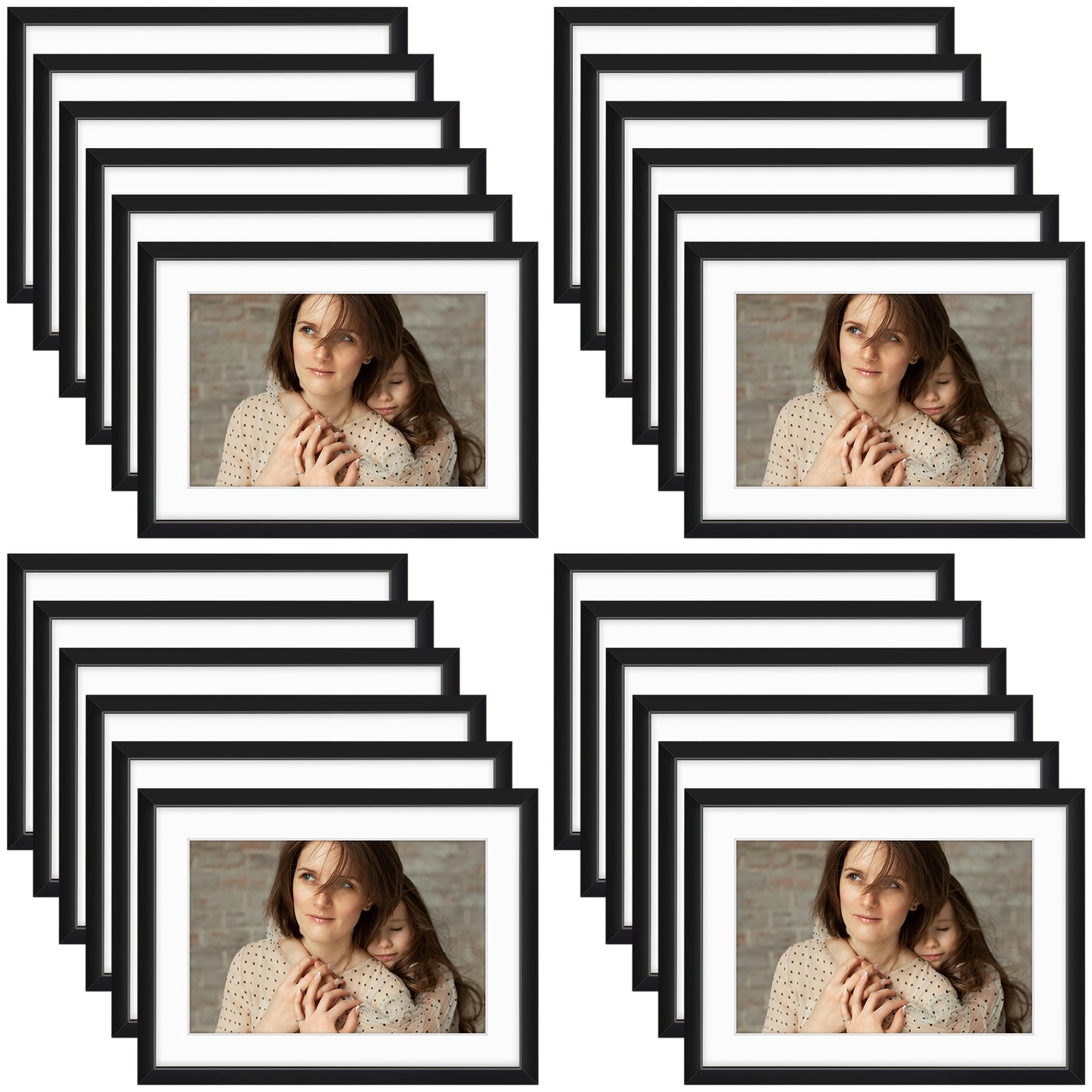 5x7 Metal Picture Frame for 4x6 Photo with White Mat and Real Glass (24 Pcs per Box) Black