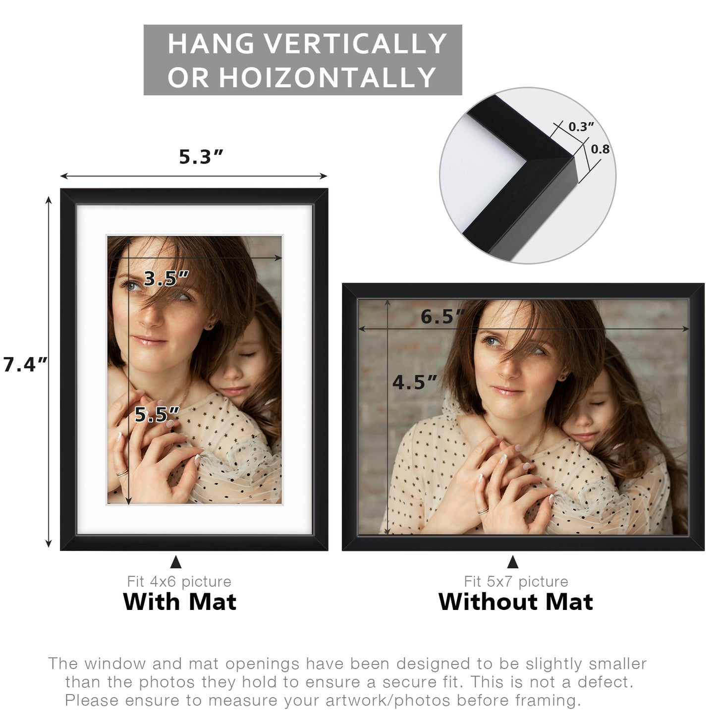 5x7 Metal Picture Frame for 4x6 Photo with White Mat and Real Glass (24 Pcs per Box)