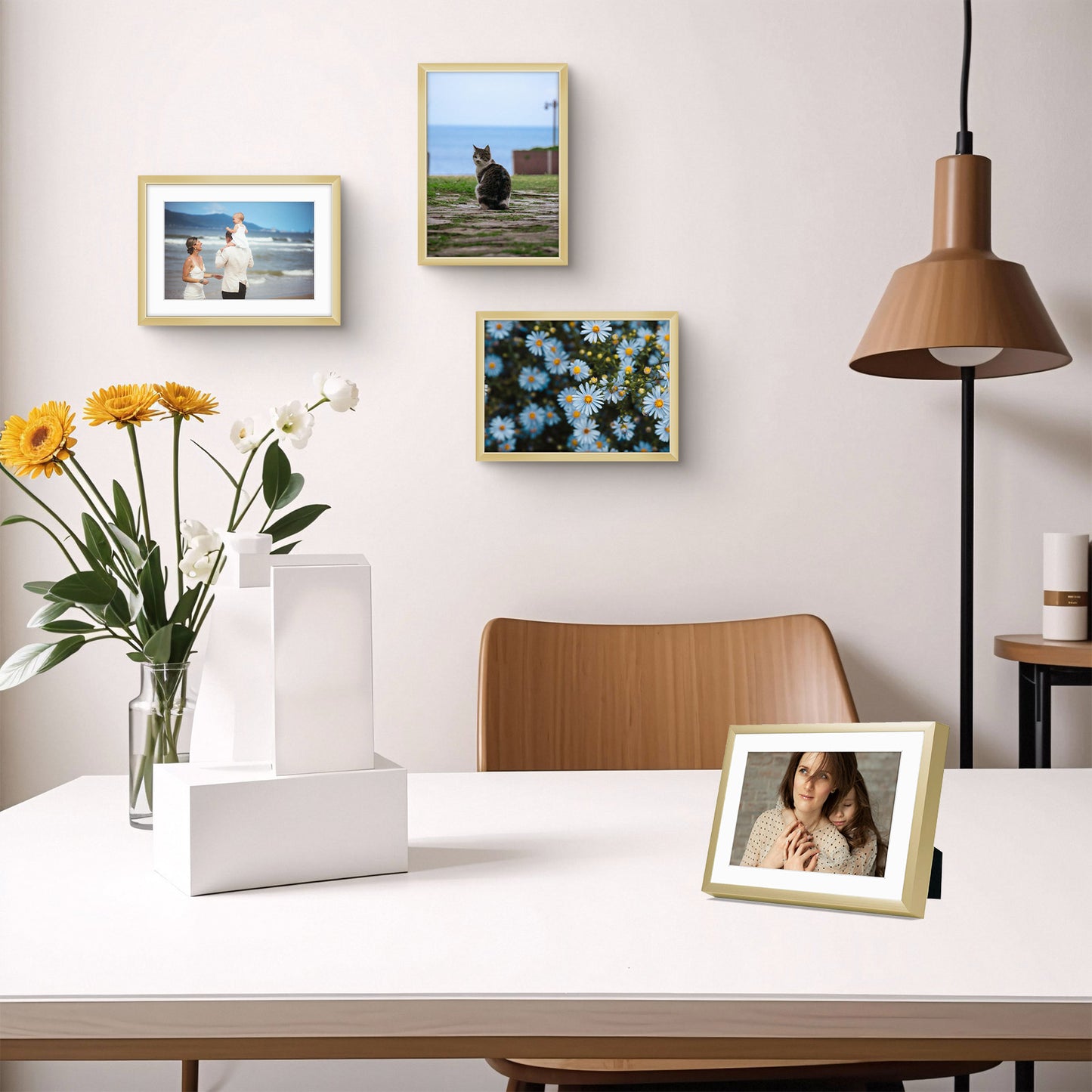 5x7 Metal Picture Frame for 4x6 Photo with White Mat and Real Glass (24 Pcs per Box)