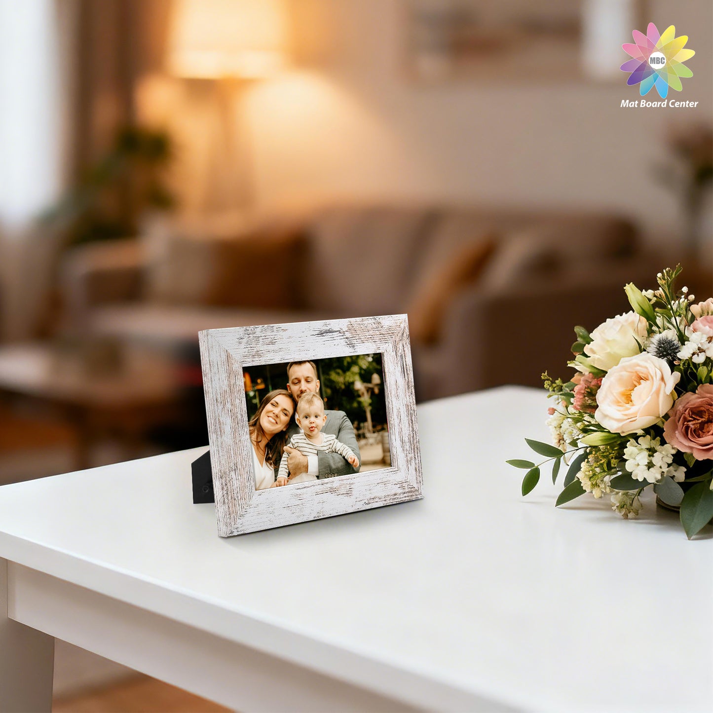 Clearance 5x7 Picture Frame with Real Glass Retro Brown and Distressed White (20 Pcs Per Box)