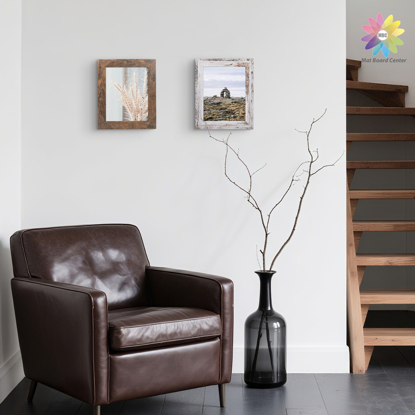 Clearance 8x10 Picture Frame with Real Glass Retro Brown and Distressed White (16 Pcs Per Box)