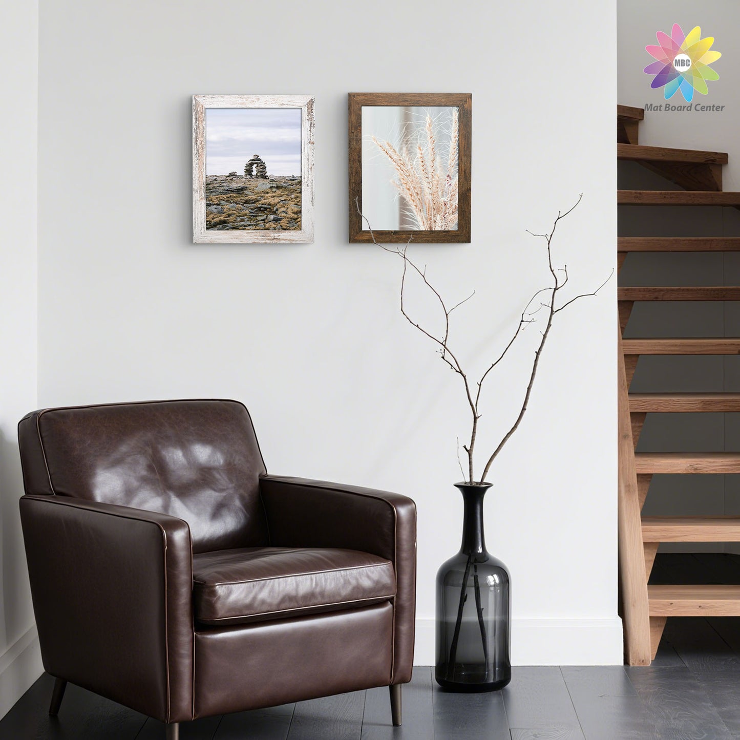 Clearance 11x14 Picture Frame with Real Glass Retro Brown and Distressed White (10 Pcs Per Box)