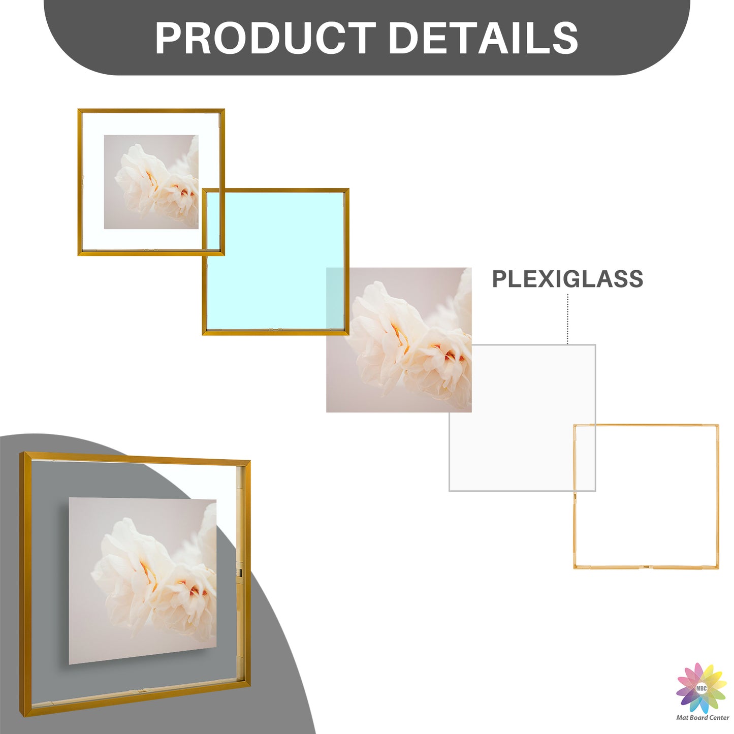 12x12 Floating Frame Displays Any Size Photo up to 12 by 12 (6 Pcs Per Box)