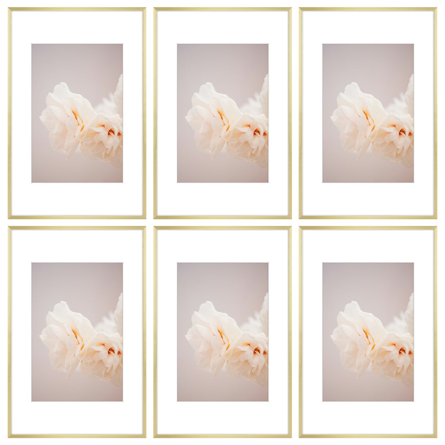 11x17 Aluminum Picture Frame with White Mat for 8x12 Photo (6 Pcs Per Box) Gold