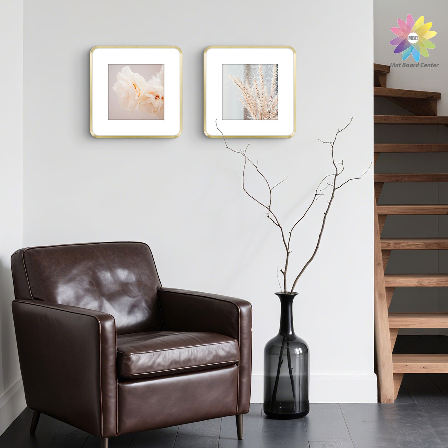 12x12 Round Corner Aluminum Picture Frame with White Mat for 8x8 Picture(6 Pcs Per Box)