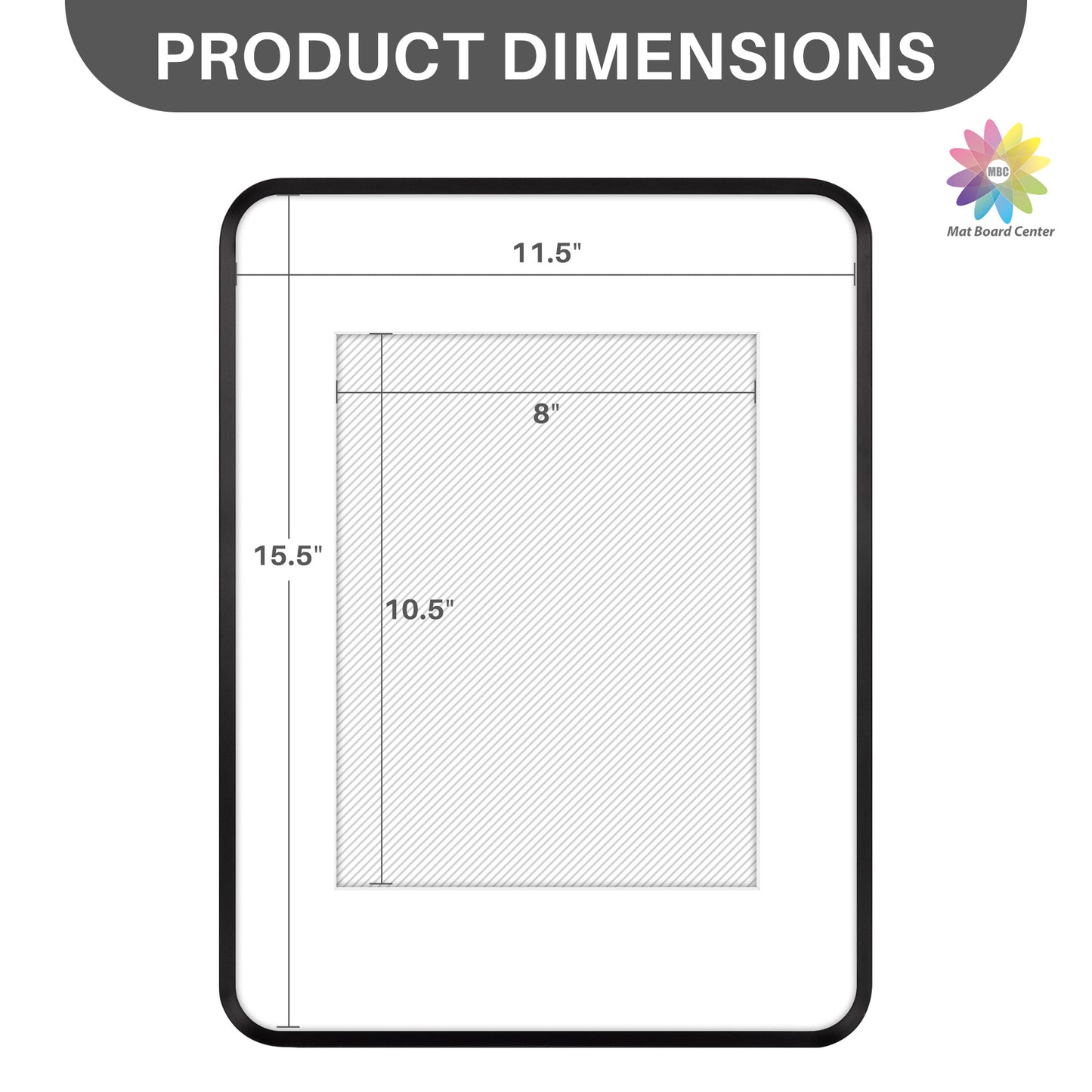 12x16 Round Corner Aluminum Picture Frame with White Mat for 8.5x11 Picture(6 Pcs Per Box)