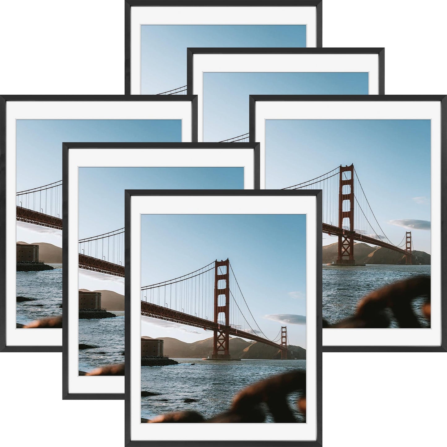 12x16 Aluminum Picutre Frame with White Mat for 11x14 Picture (6 Pcs Per Box) Black
