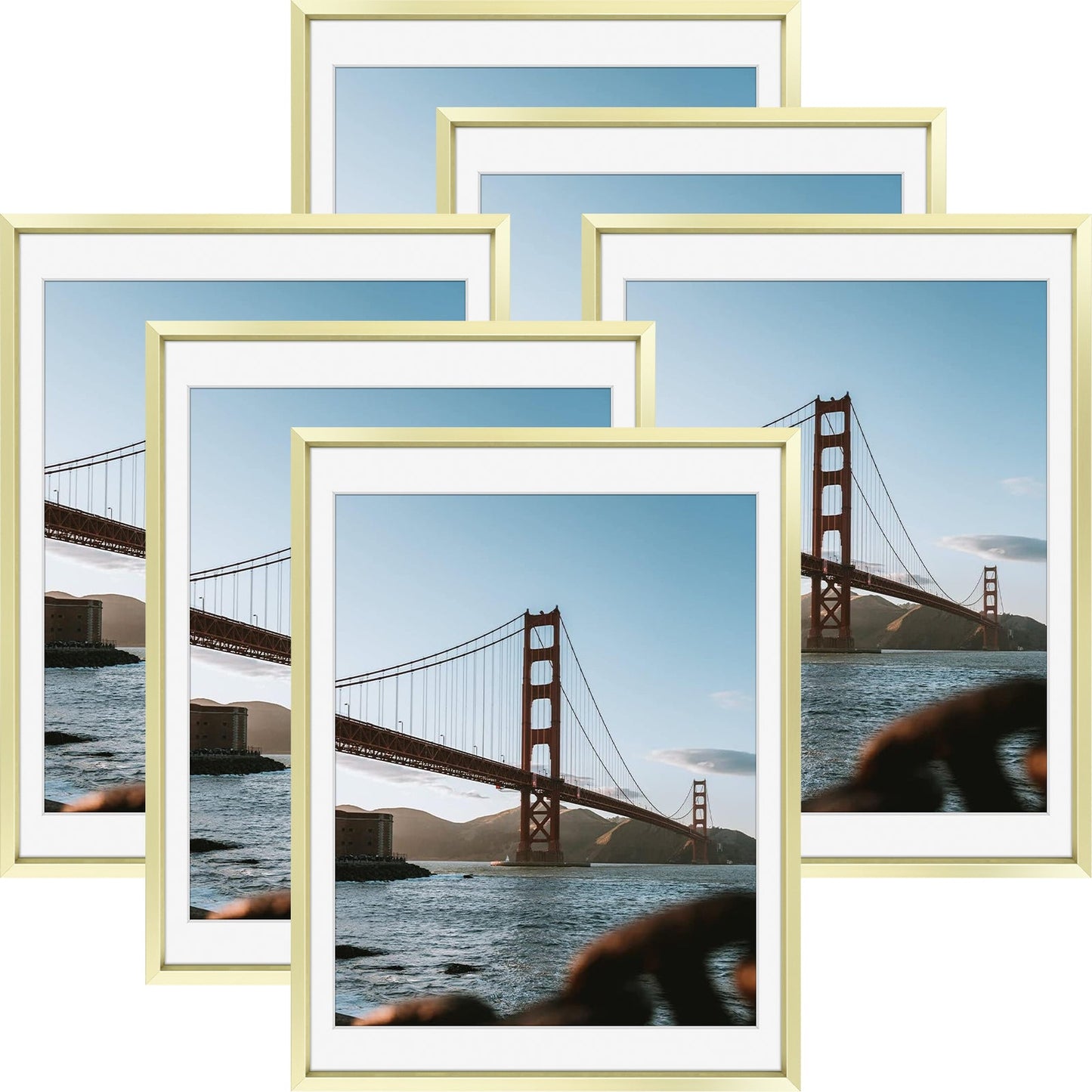 12x16 Aluminum Picutre Frame with White Mat for 11x14 Picture (6 Pcs Per Box) Gold