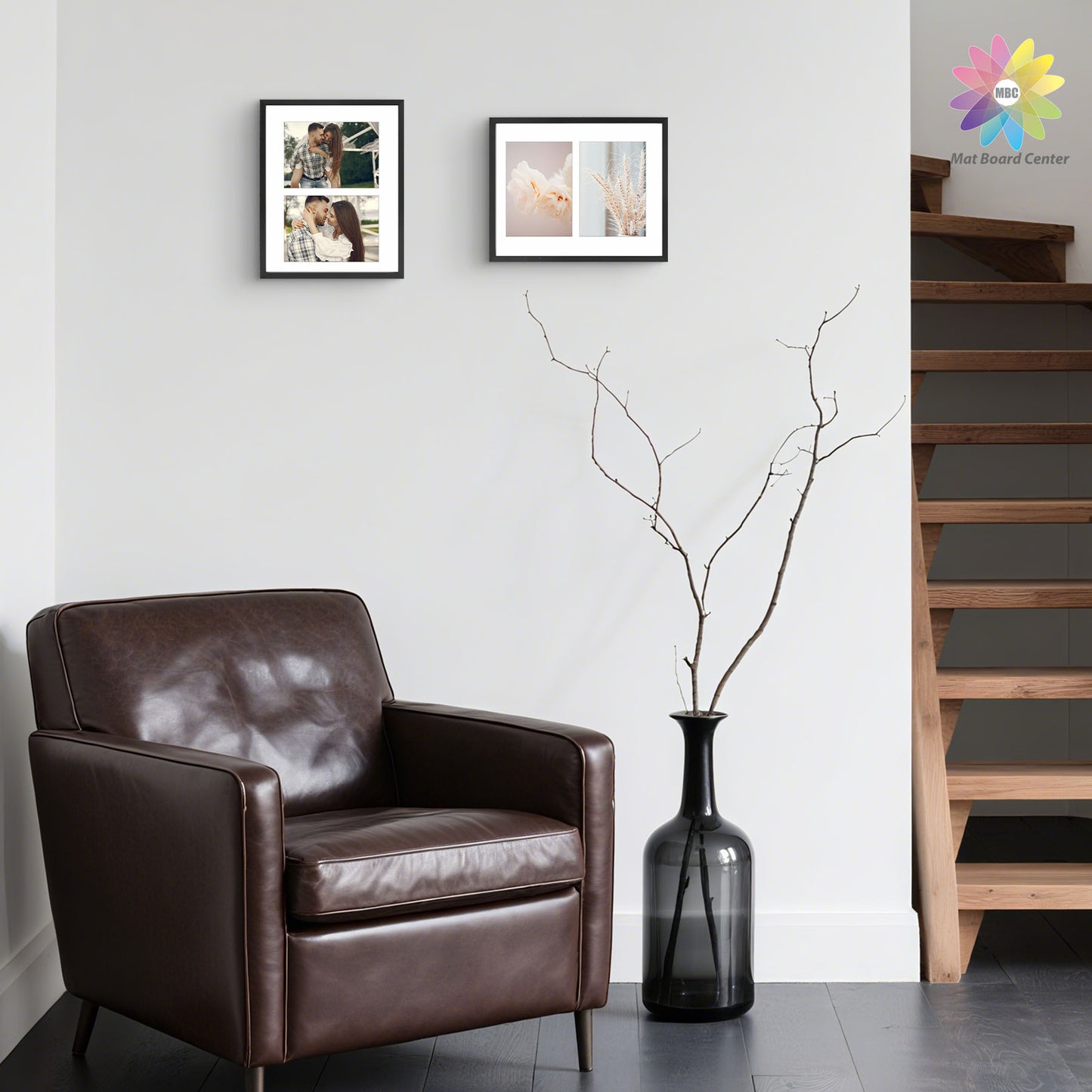 8x10 Collage Picture Frame With White Mat Display Two 4X6 Photo Black (12 Pcs Per Box)