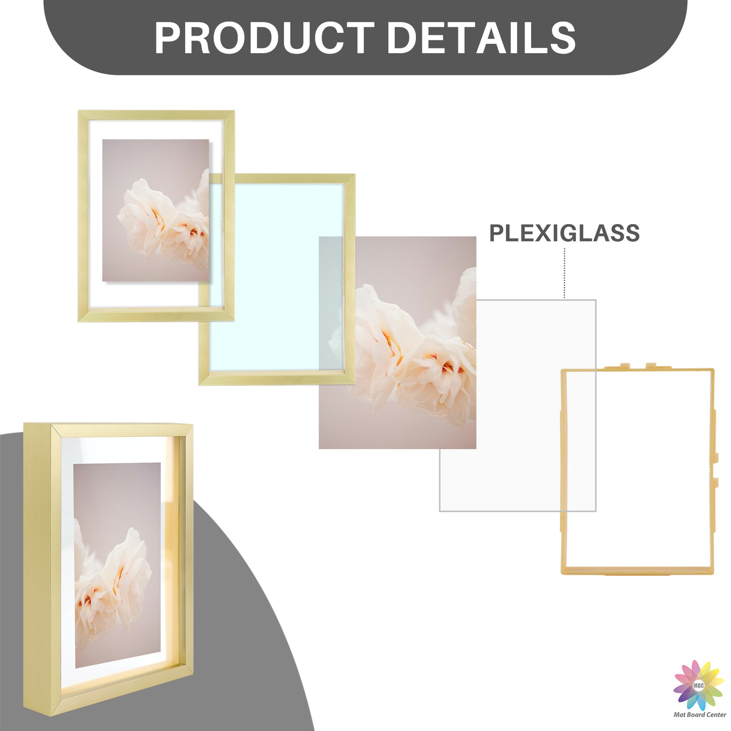 5x7 Floating Frame Displays Any Size Photo up to 5 by 7 (12 Pcs Per Box)