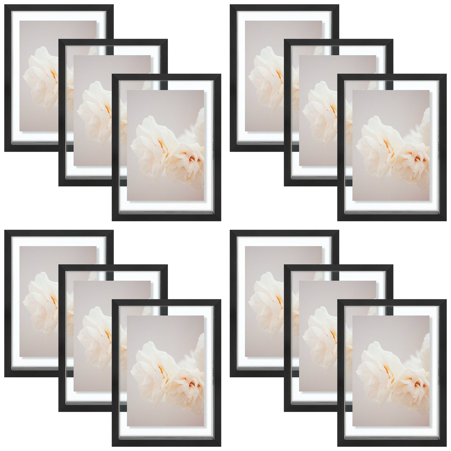 5x7 Floating Frame Displays Any Size Photo up to 5 by 7 (12 Pcs Per Box) Black