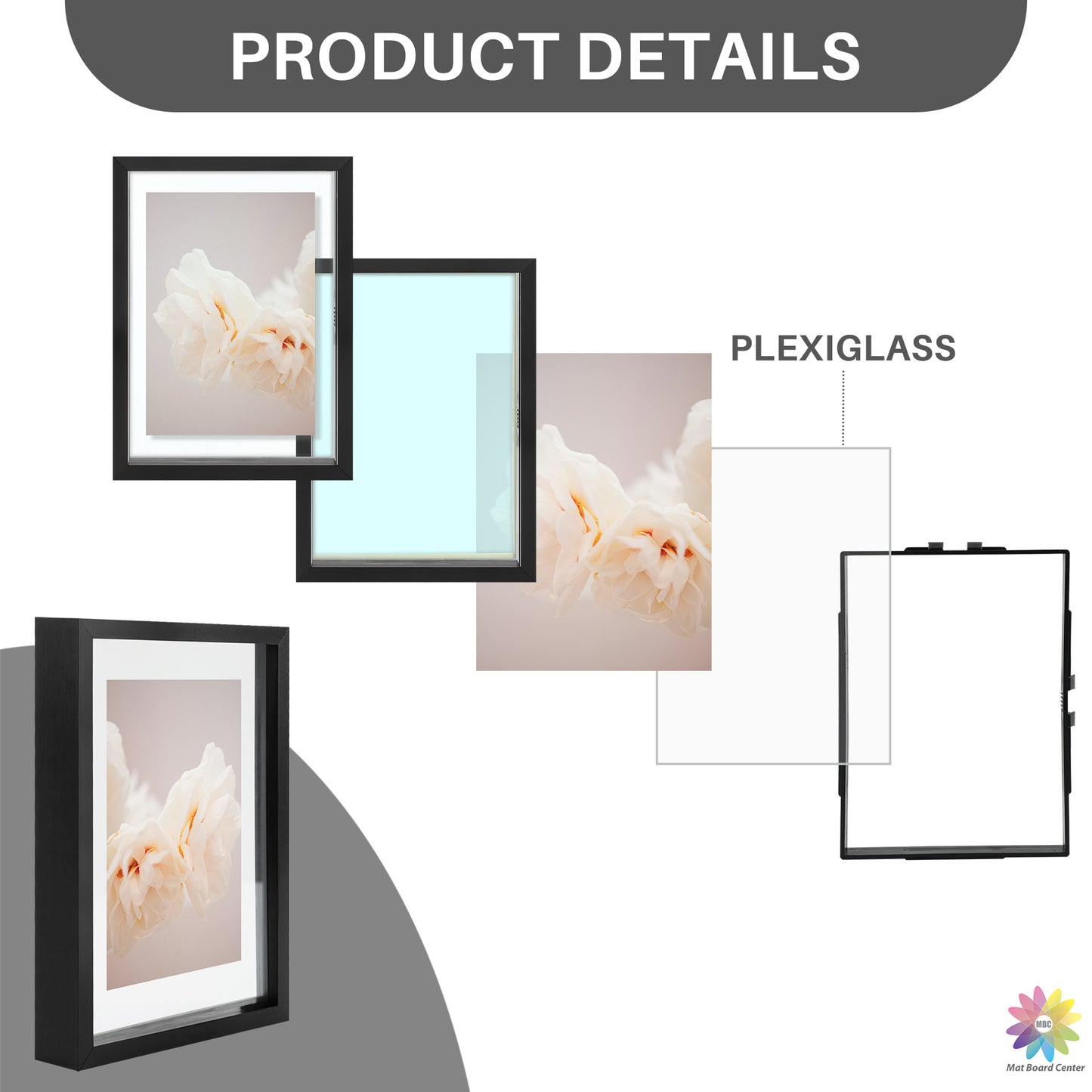 5x7 Floating Frame Displays Any Size Photo up to 5 by 7 (12 Pcs Per Box)