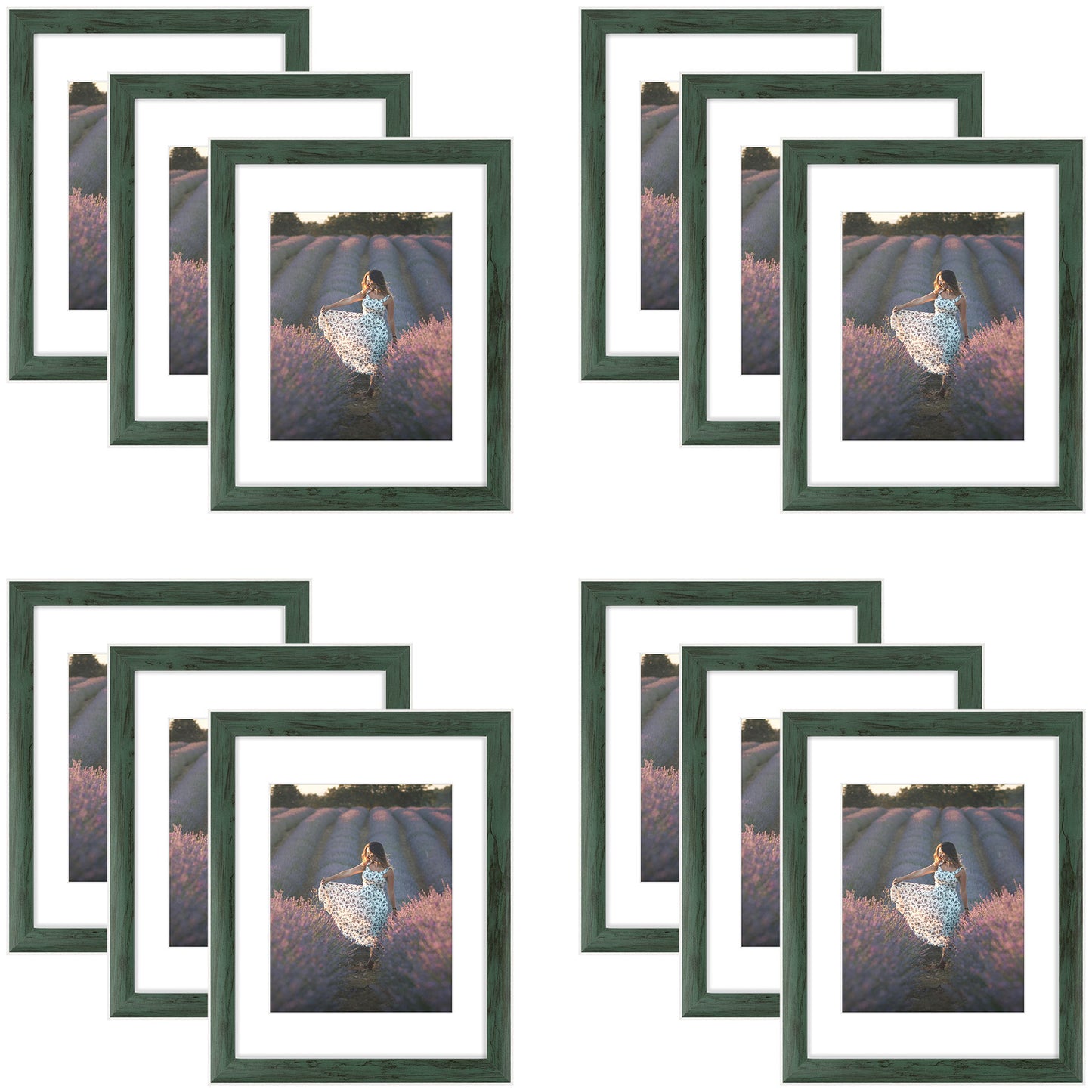 Clearance 11x14 Picture Frame for 8x10 Picture with Plexiglass (12 Pcs Per Box) Green