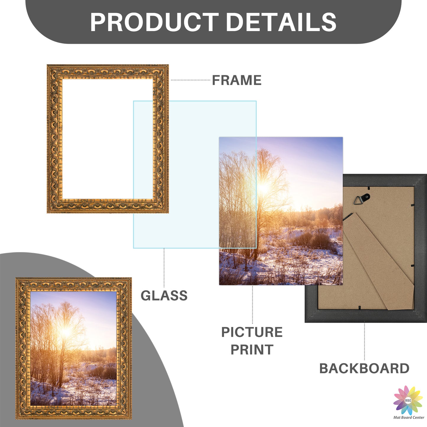 8x10 Ornate Picture Frame Bronze Color (12 Pcs per Box)