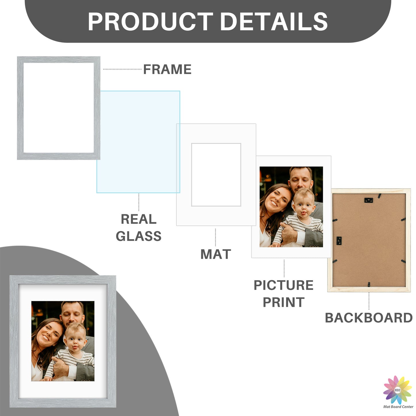 Clearance 11x14 Picture Frame With White Mat For 8x10 Photo (10 Pcs Per Box)