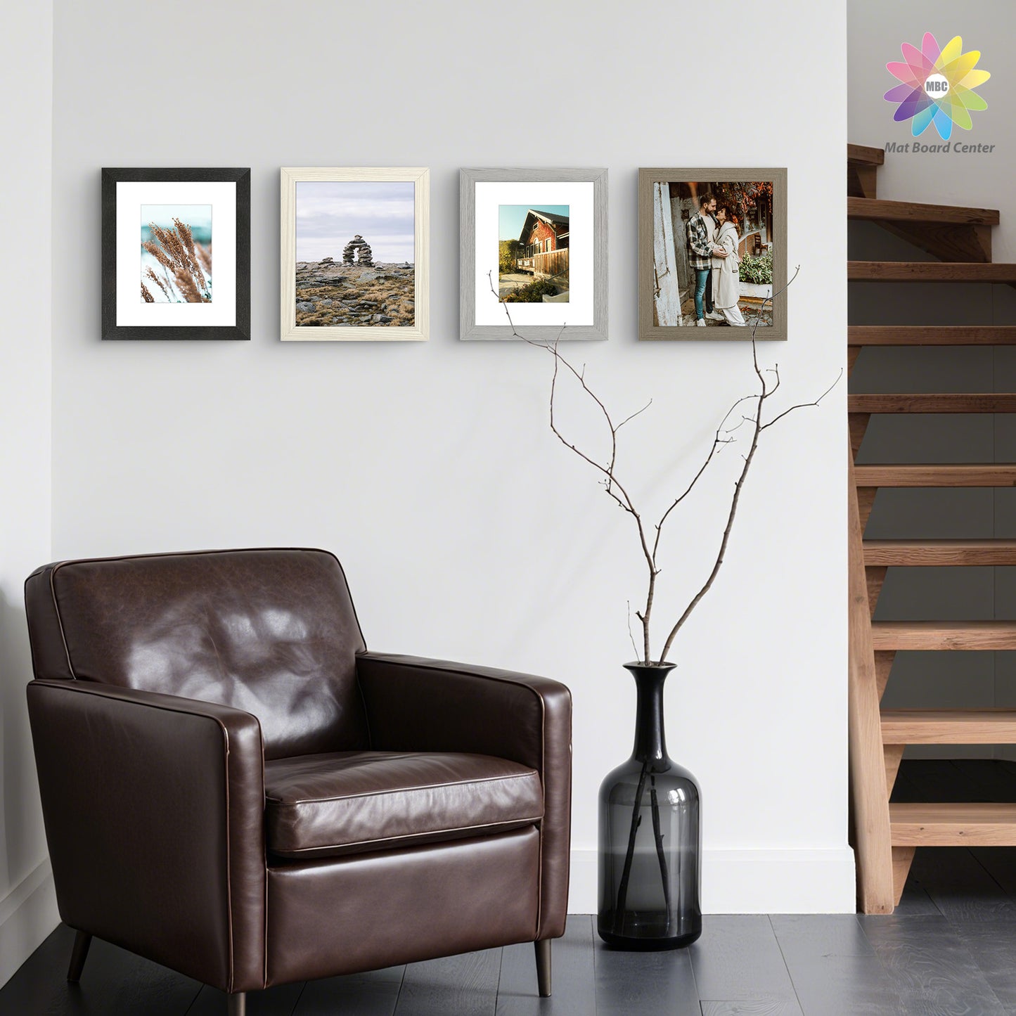 Clearance 8x10 Picture Frame for 5x7 Photo with White Mat and Plexiglass Mix Colors (8 Pcs Per Box)