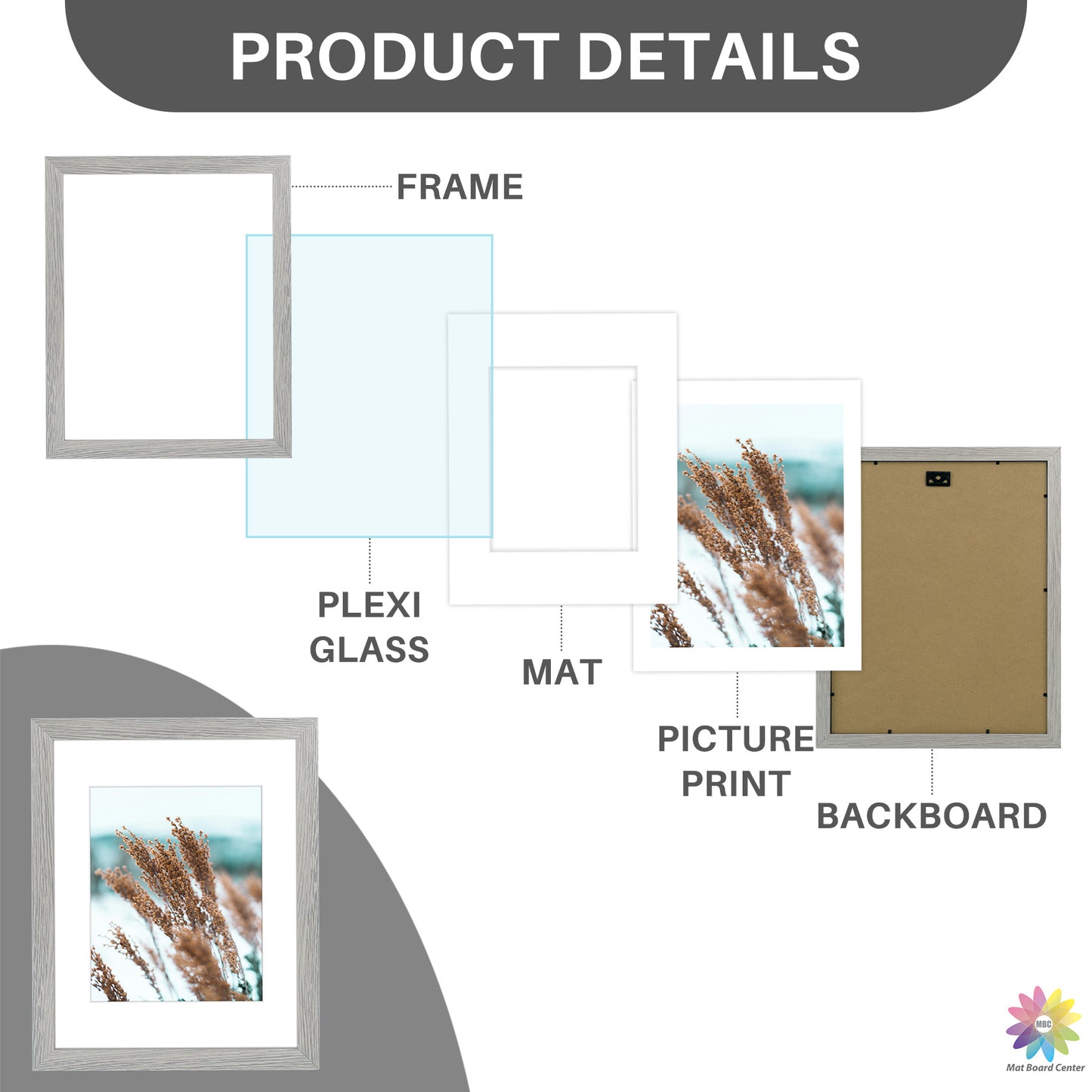 Clearance 11x14 Picture Frame for 8x10 Photo with White Mat and Plexiglass (8 Pcs Per Box)