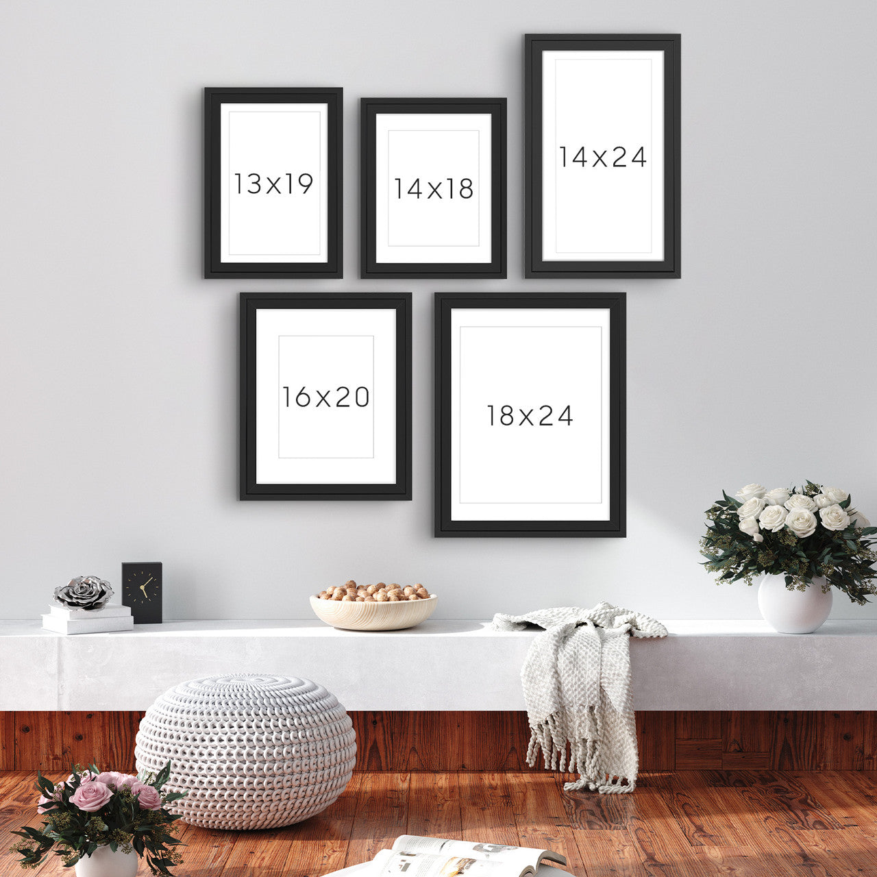16X20 Wood Frames Display 11X14 Picture With White Mat (4 Pcs per Box)