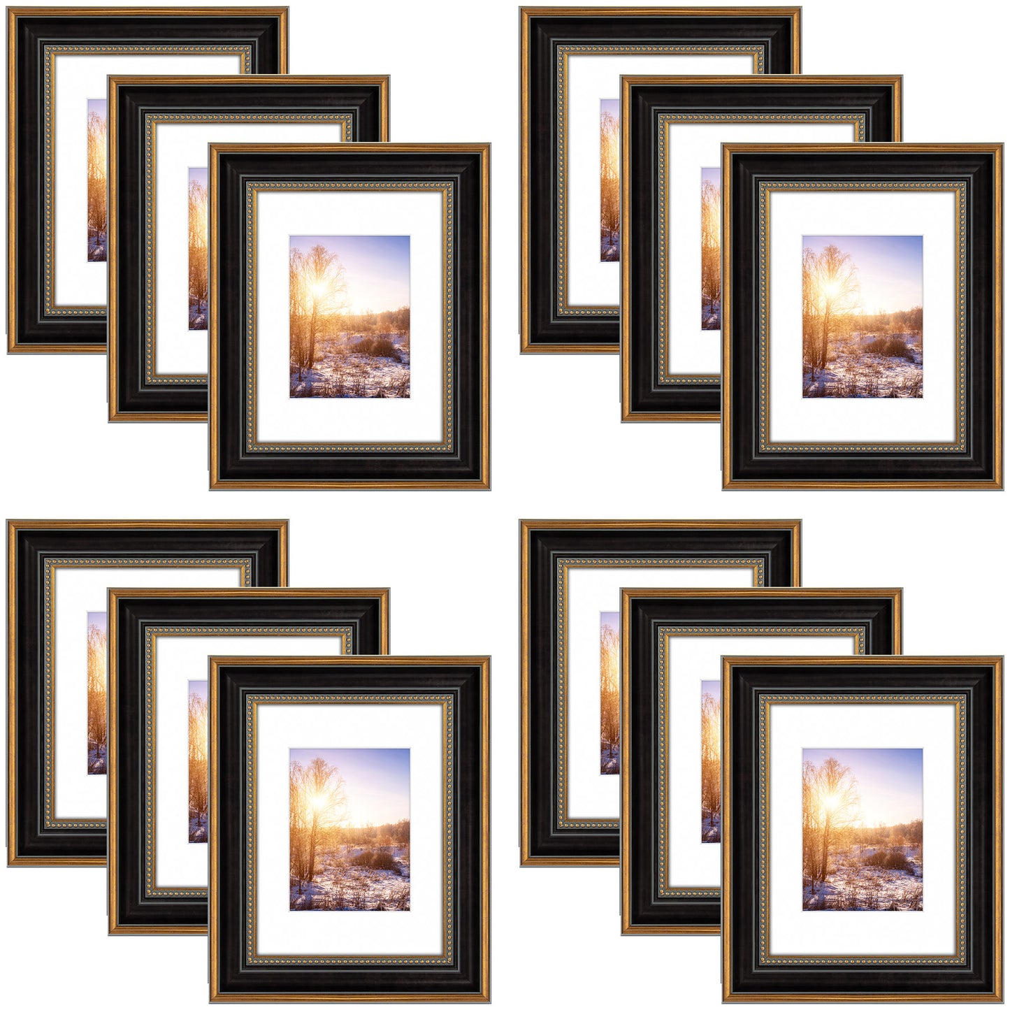 9x12 Ornate Picture Frame with white Mat for 6x8 Photo (12 Pcs per Box)