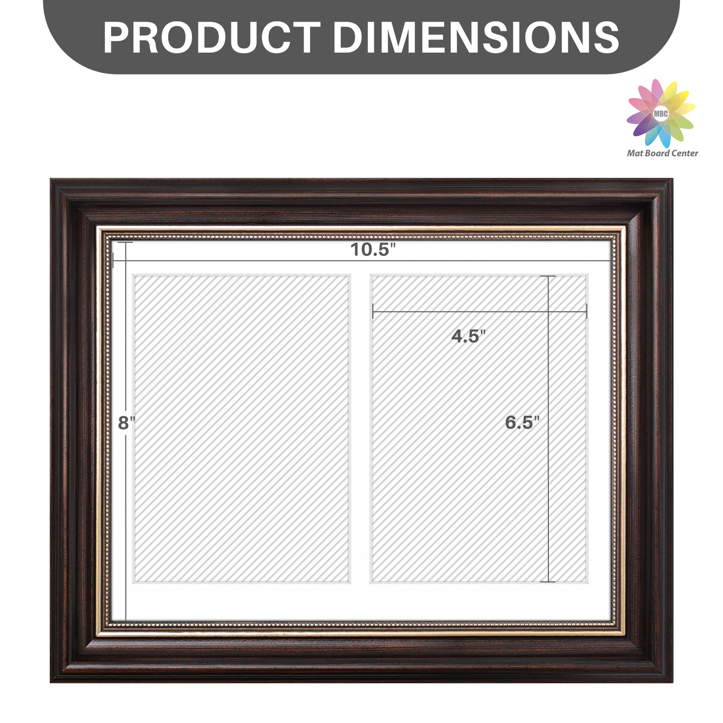 8.5x11 Collage Picture Frame with White Mat for Two 5x7 Photos Brown and Ornate Gold Color (10 Pcs per Box)