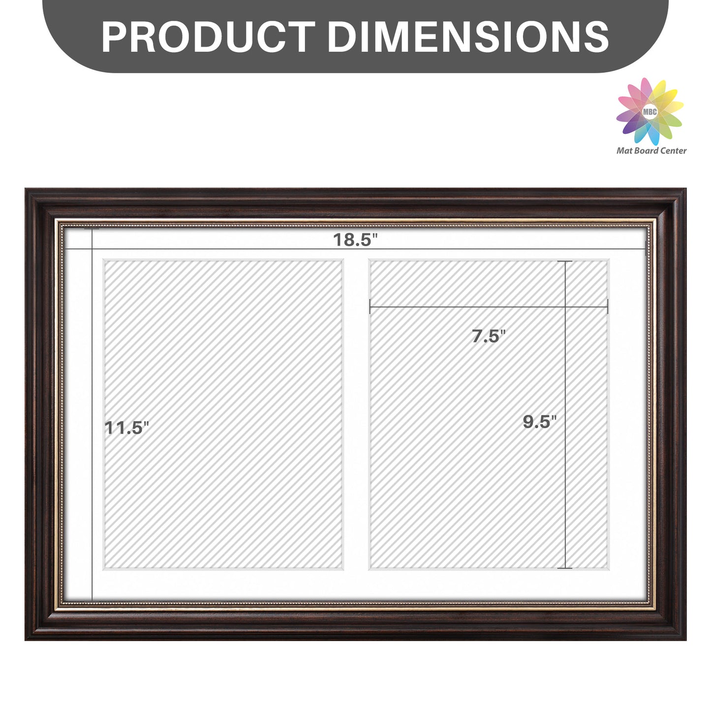 12x19 Collage Picture Frame with White Mat Displays Two 8x10 Photo Brown and Ornate Gold Color (6 Pcs per Box)