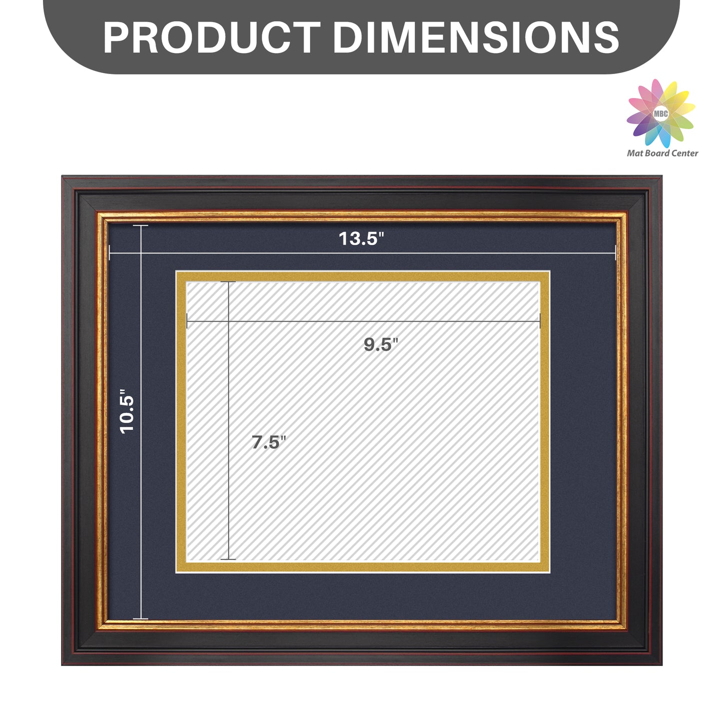 11x14 Diploma Frame for 8x10 Certificate with Double Mat and Real Glass Black Gold & Burgundy Color (10 Pcs per Box)