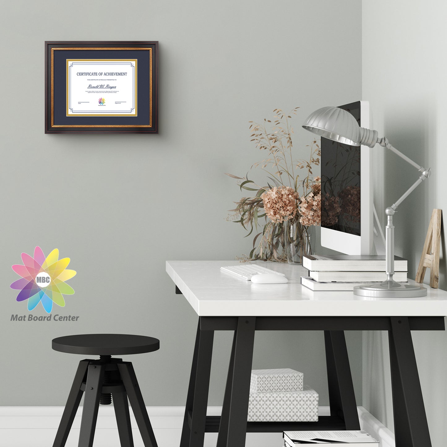 11x14 Diploma Frame for 8x10 Certificate with Double Mat and Real Glass Black Gold & Burgundy Color (10 Pcs per Box)