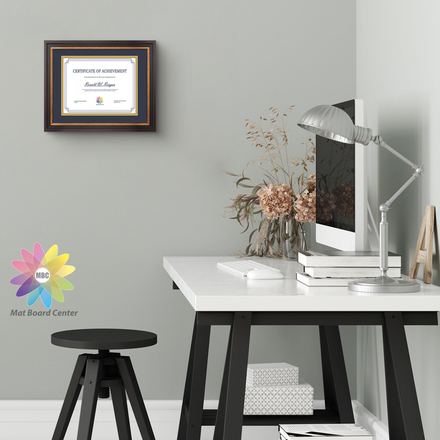 11x14 Diploma Frame for 8.5x11 Certificate with Double Mat and Real Glass Black Gold & Burgundy Color