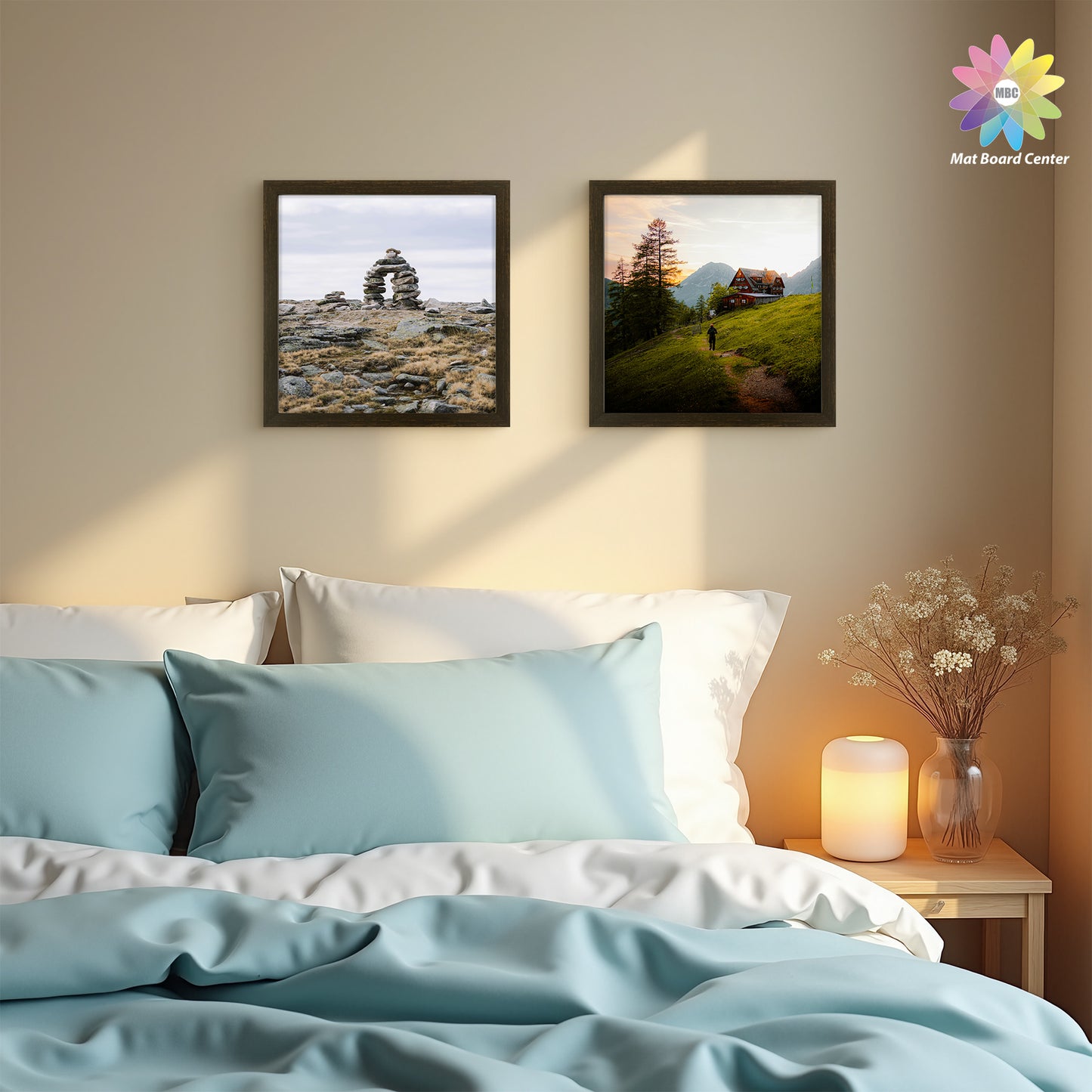 Clearance 12x12 Collage Picture Frame For Four 4x6 Pictures With White Mat and Real Glass Rustic Brown (9 Pcs Per Box)