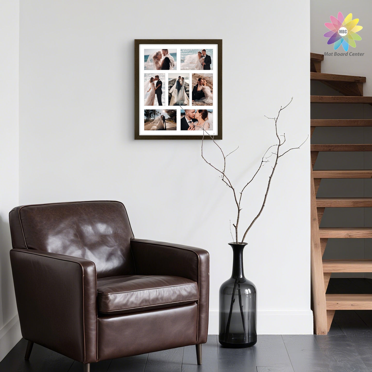 Clearance 13.7x15.7 Collage Photo Frame For Seven 4x6 Pictures With White Mat and Real Glass (10 Pcs Per Box)