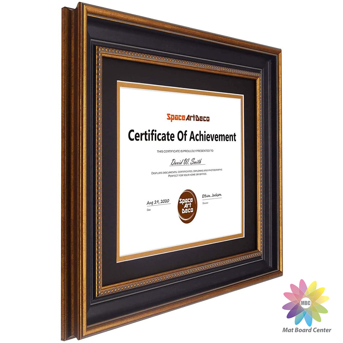 11x14 Diploma Frame with Black Over Gold Double Mat for 8.5x11 Certificate Ornate Gold/Black Color (10 Pcs per Box)