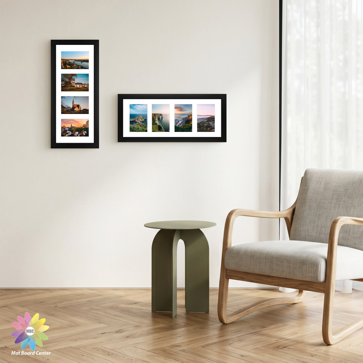 Clearance 8x20 Collage Picture Frame with White Mat Displays Four 4x6 Picture (9 Pcs Per Box)