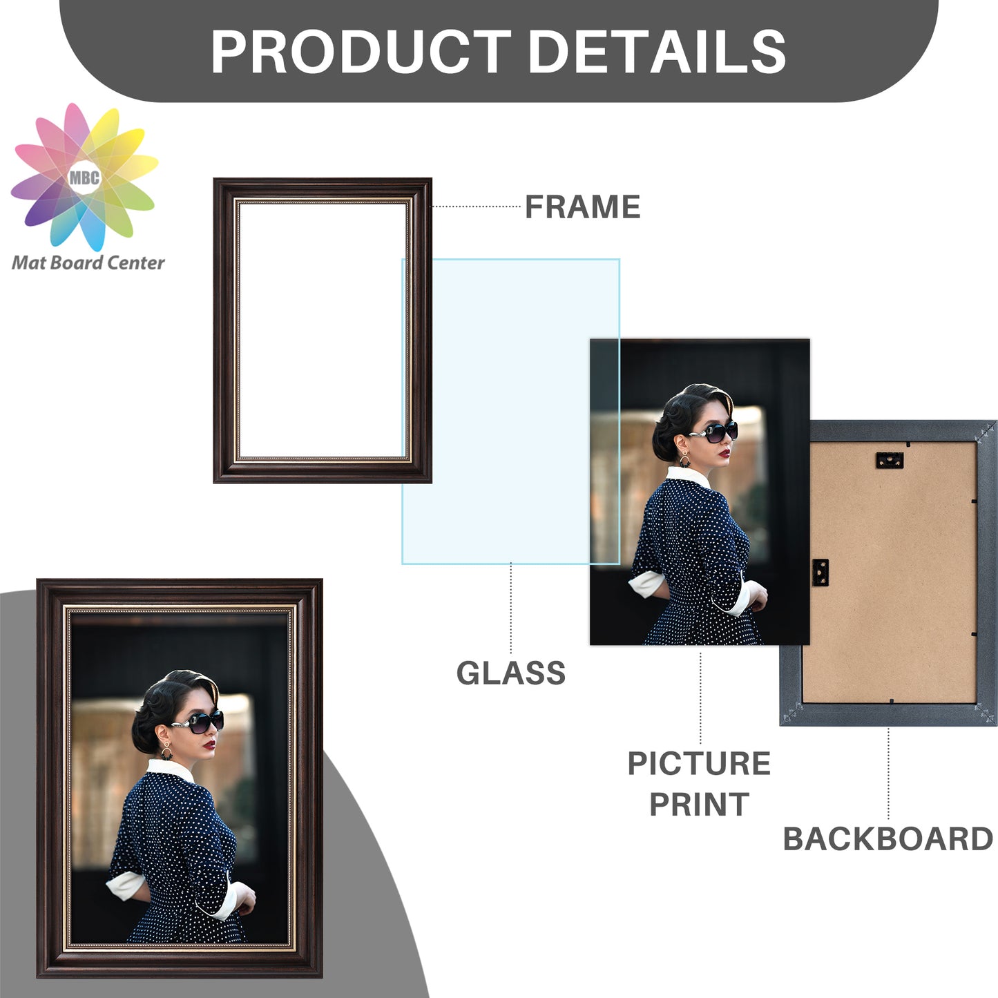 8x12 Ornate Picture Frame Brown and Ornate Gold color (10 Pcs per Box)