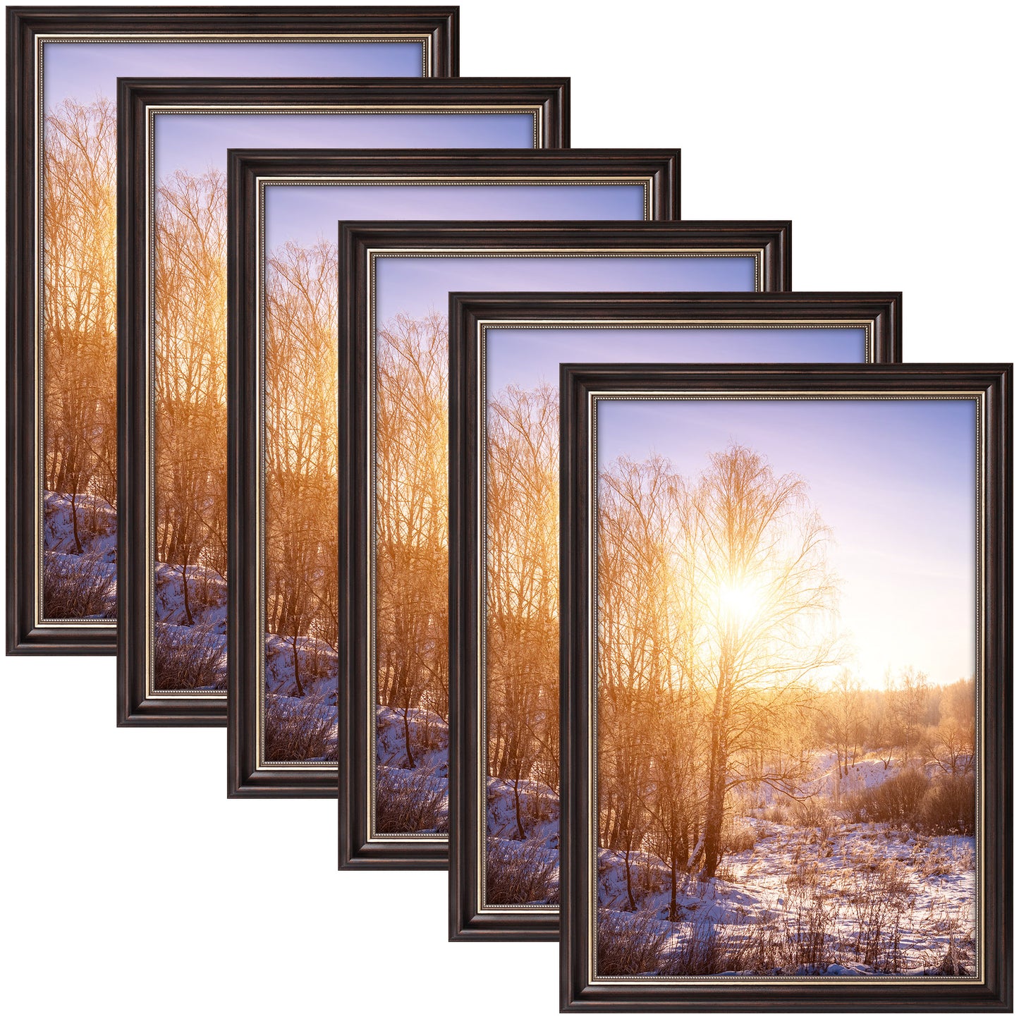 12x18 Ornate Picture Frame Brown and Ornate Gold Color (6 Pcs per Box)