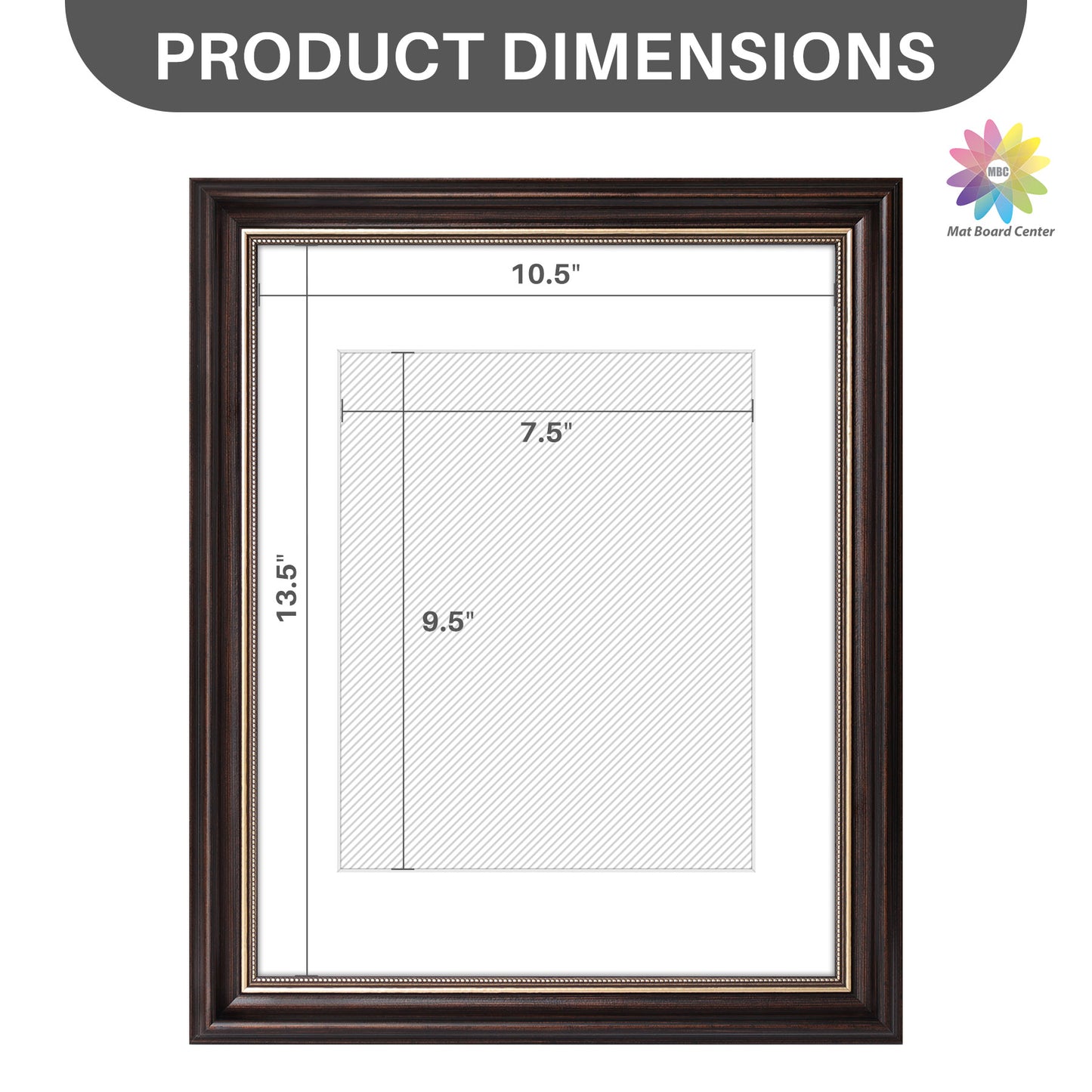 11x14 Ornate Picture Frame with White Mat for 8x10 Photo Brown and Ornate Gold Color (10 Pcs per Box)