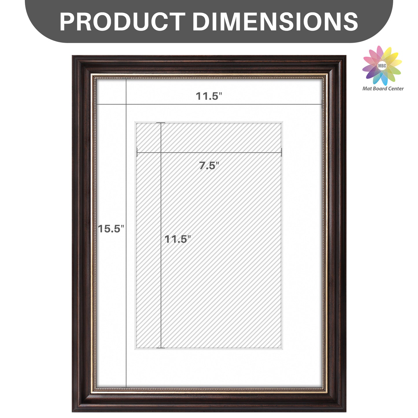 12x16 Ornate Picture Frame for 8x12 Photo with White Mat Brown and Ornate Gold Color (8 Pcs per Box)