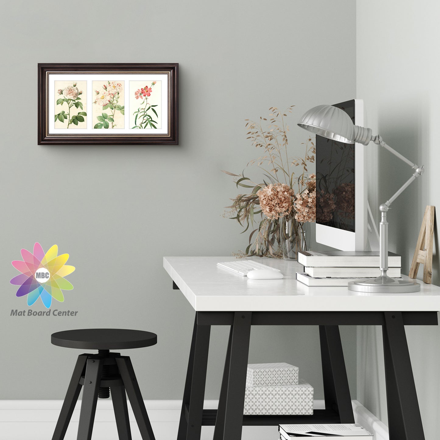 7x14 Collage Picture Frame with White Mat for Three 4x6 Photos Brown and Ornate Gold Color (10 Pcs per Box)