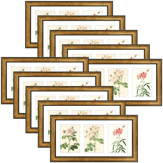 9x18 Collage Picture Frame For Three 5x7 Pictures Dark Gold-Brown Color (10 Pcs per Box)