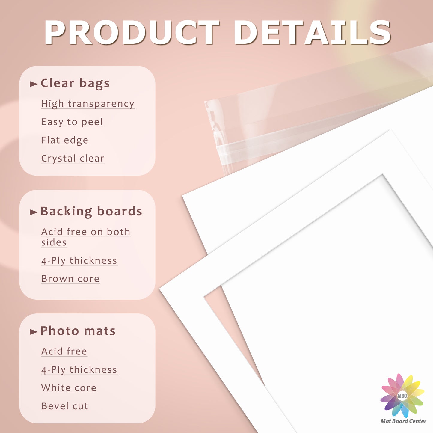 10 Pack 20x24 Whitecore Pre-Cut Mat Board for 16x20 Photo + Backing + Bag