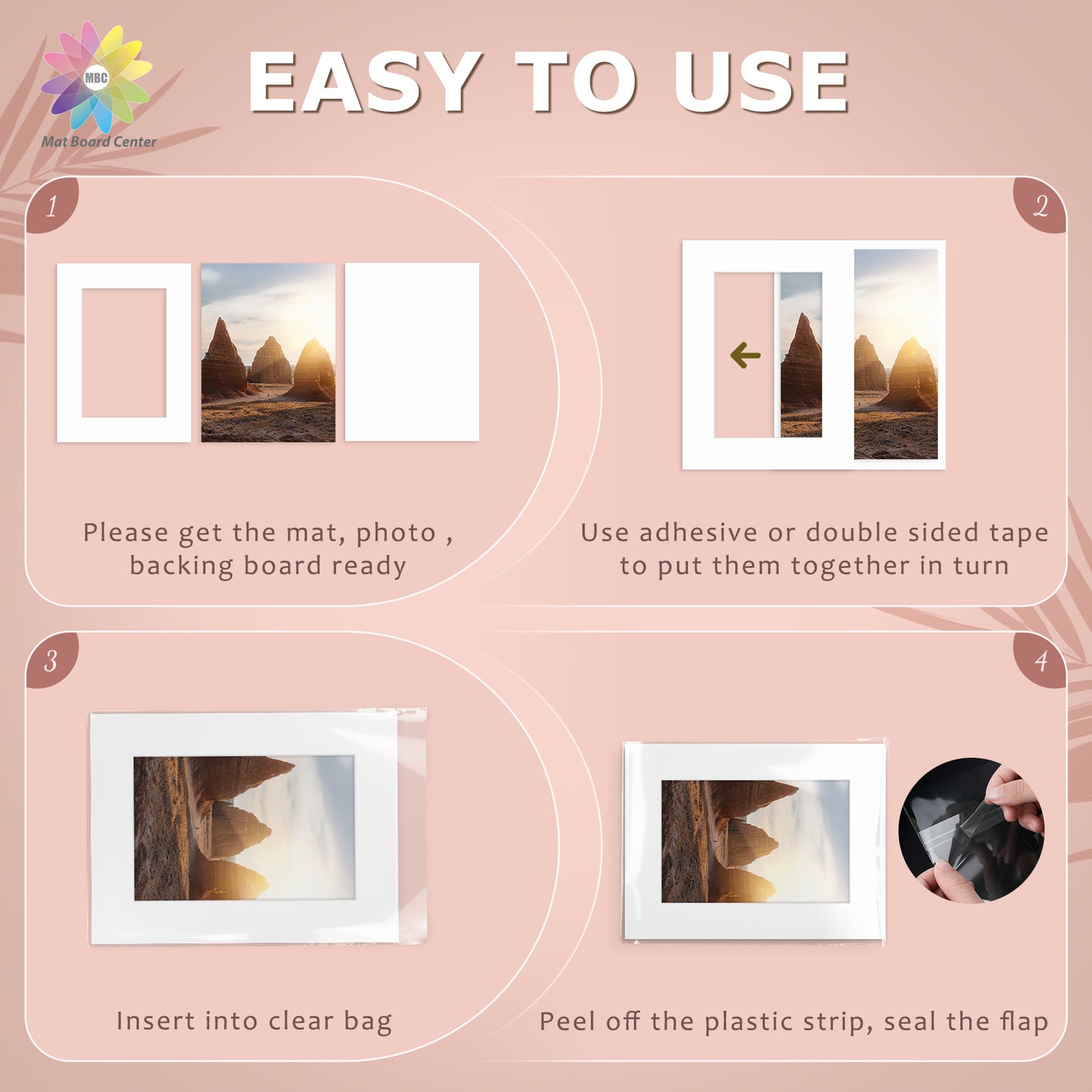 100 Pack 12x16 Picture Mats For 8x12 Photos + Backing + Bag